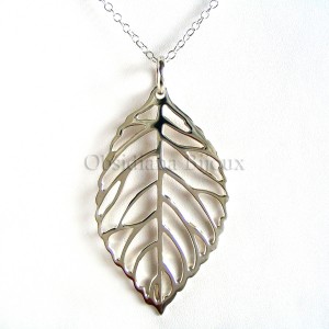 Pendentif Argent "Feuille Solitaire" Petit modèle