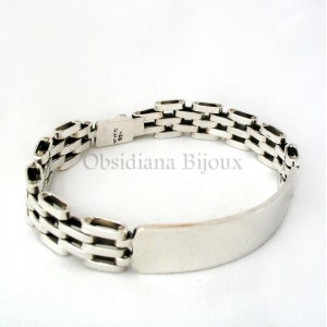 Bracelet Homme Gourmette Argent "Time"