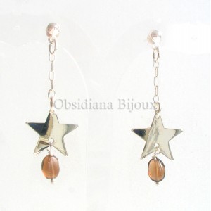Boucles d'oreilles étoile argent et pierres fines "Constellation"