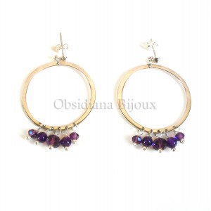 Boucles d’Oreilles Créoles Pierres et Argent « Sweet »
