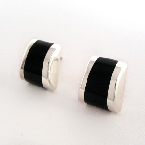 Boucles D'Oreilles Argent et Onyx "Trapèze"