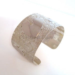 Manchette Bracelet Argent "Quore Brillant"